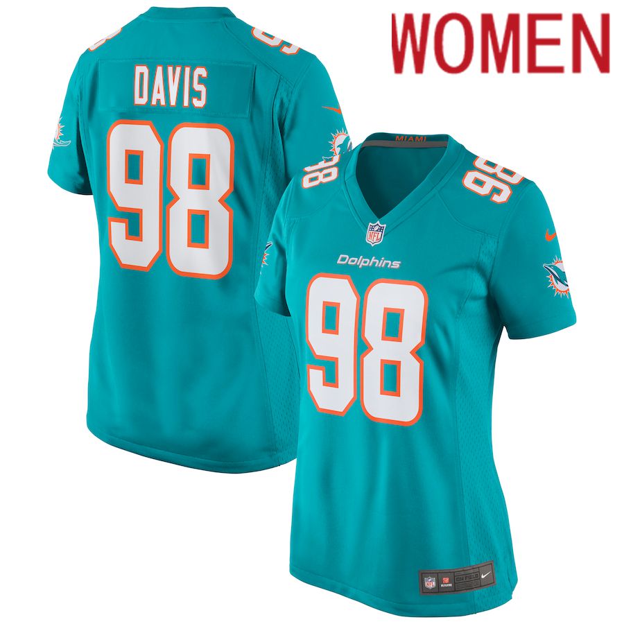 Women Miami Dolphins #98 Raekwon Davis Nike Green Game NFL Jersey